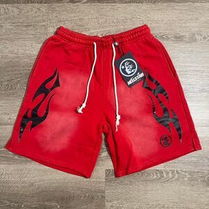 Hellstar Red Flame Sweat Shorts Men’s Streetwear New